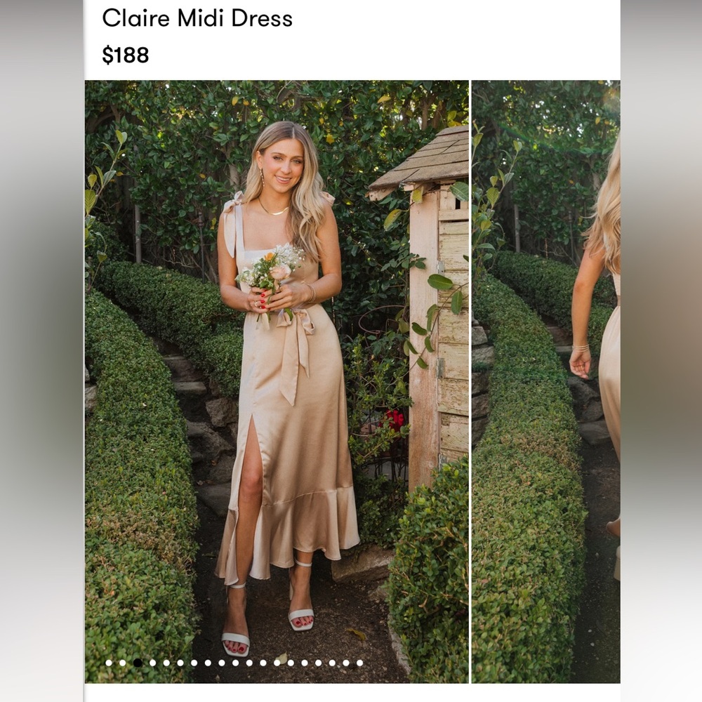 Show me your MuMu Claire Midi Bridesmaid dress in Champagne